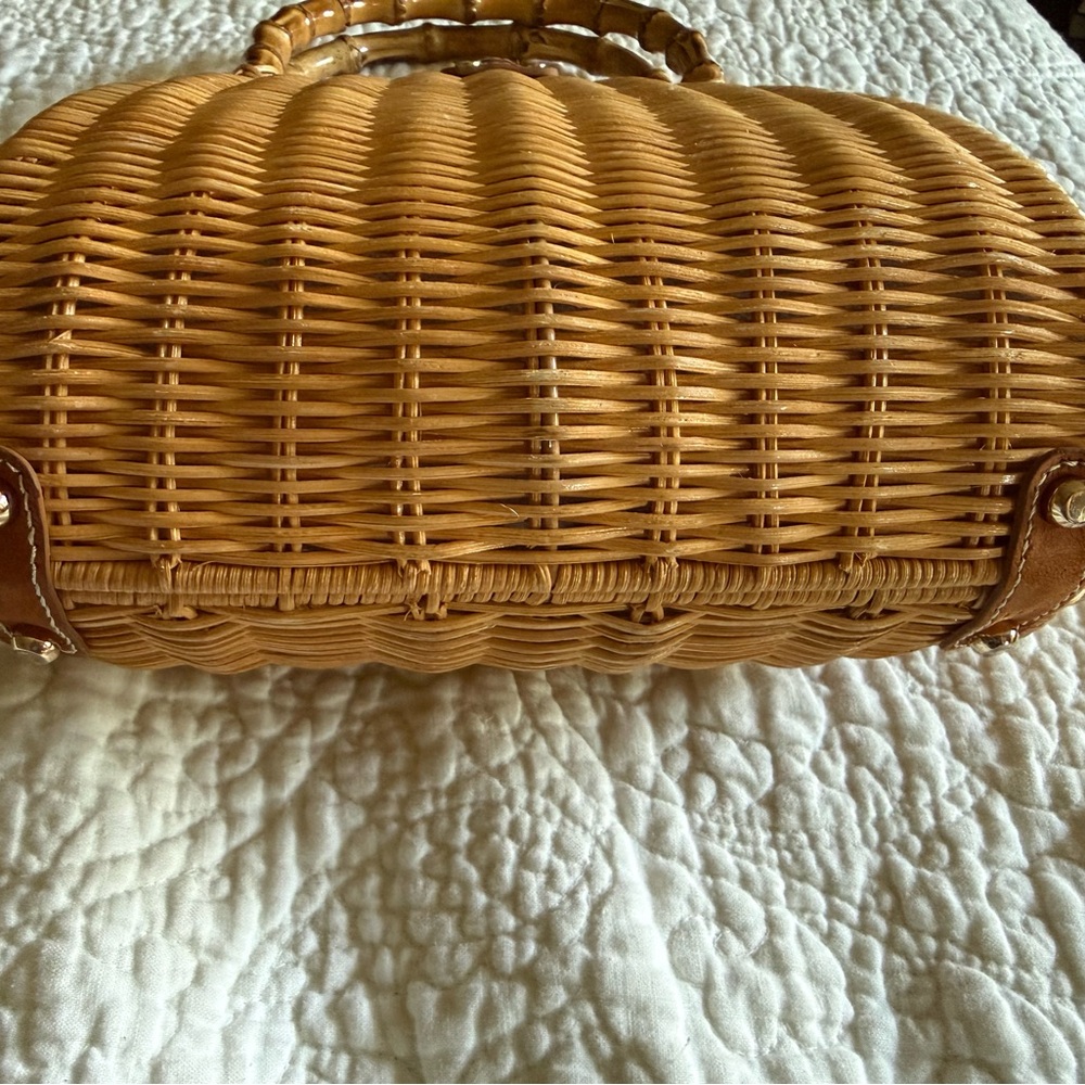 J. McLaughlin Wicker Top Handle Handbag with Bamboo Handle - Picture 4 of 6